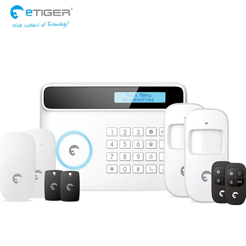 Беспроводная и Проводная сигнализация ETiger с защитой от взлома совместимая Google Home