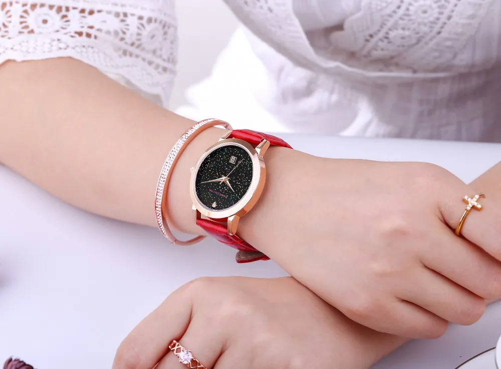 Звездное небо часы дамы Montre Femme для женщин кварцевые модные Элитный бренд алмаз