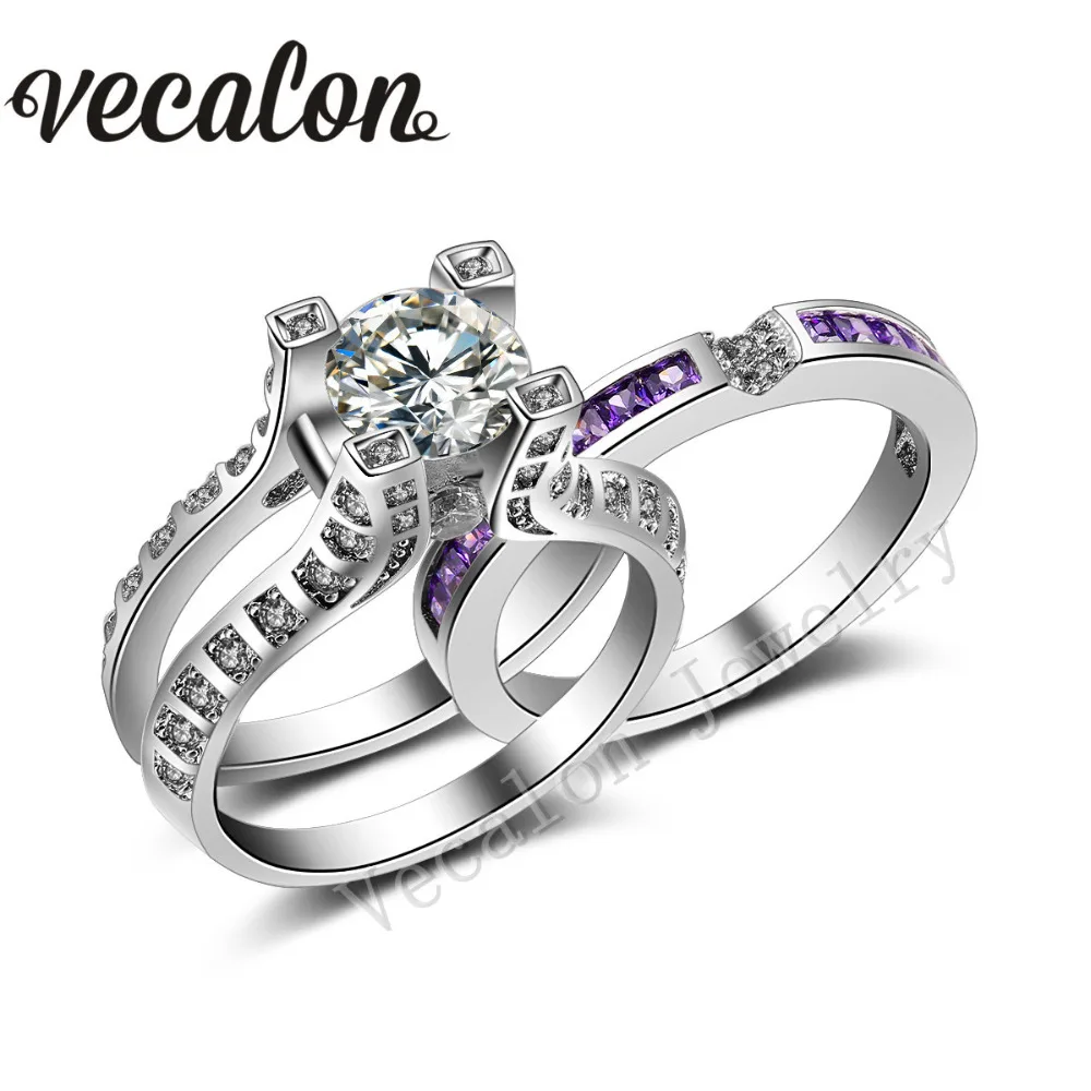 Женское Обручальное Кольцо Vecalon 3 вида цветов обручальное кольцо с фианитом AAAAA 2 в