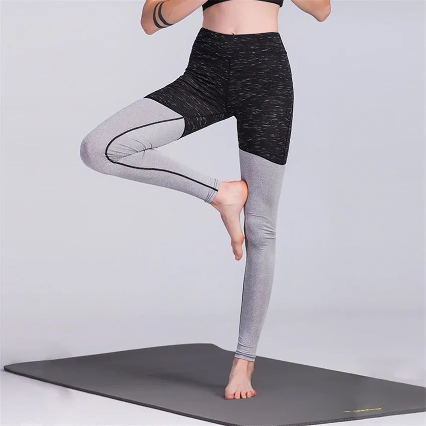 Dragon Fit Black Gray Patchwork Yoga Pants Women Running Elastic Fitness Leggings Breathable Quick Drying Sport Female | Спорт и