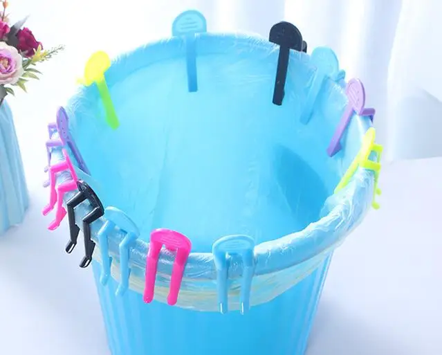 200pcs Practical Trash Can Clamp Plastic Garbage Bag Clip Fixed Waste Bin Bag Holder Rubbish Clip