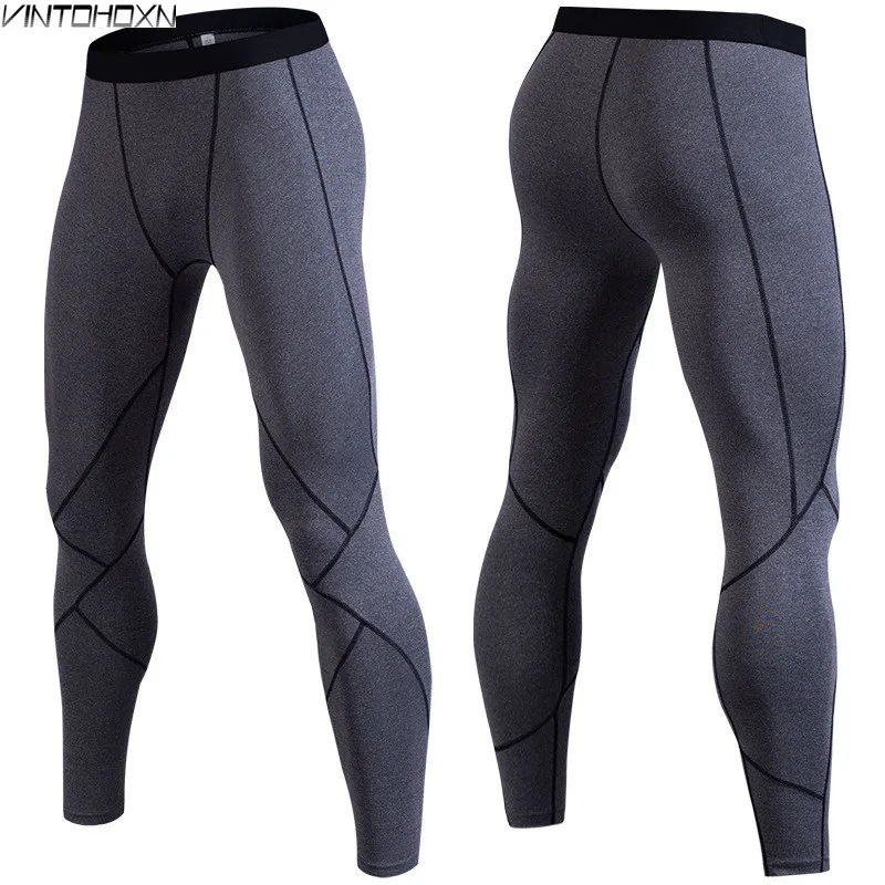 Мужская Спортивная быстросохнущая тренировка Компрессионные Леггинсы для