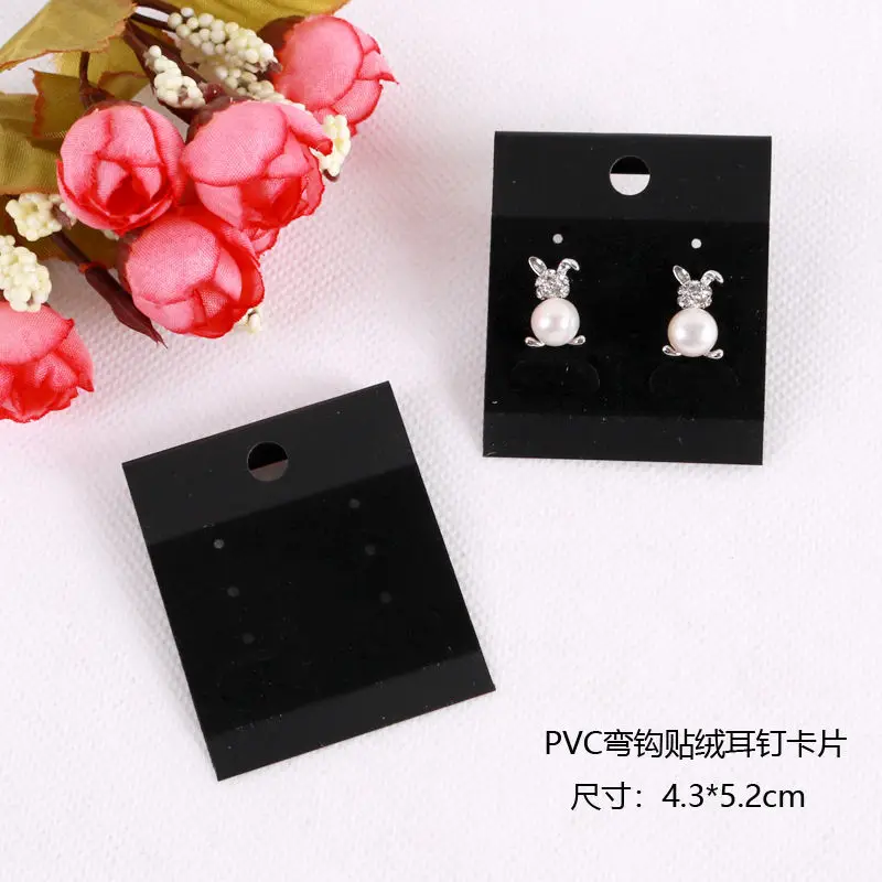 

Professional 5000pcs 4.3x5.2cm Plastic velvet Earring Ear Studs Holder Display Hang Cards Black Jewelry Stores Necessities