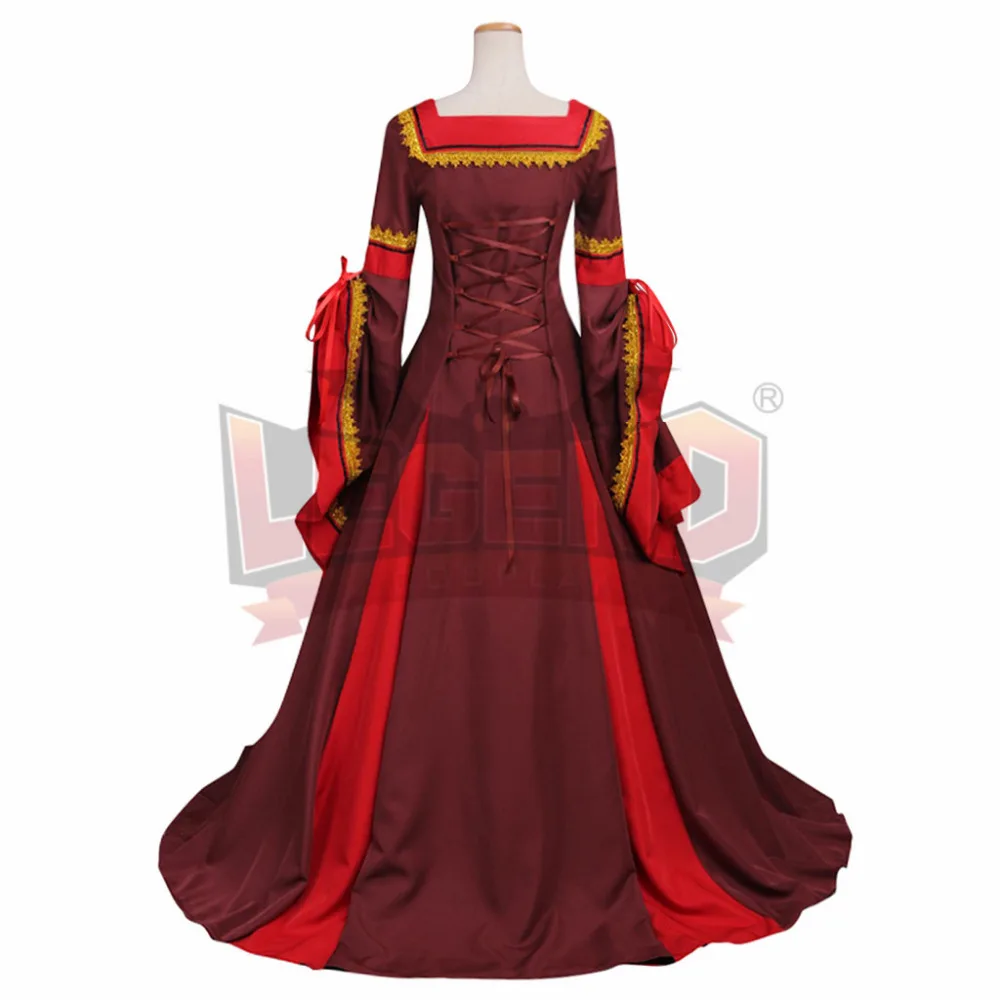 Алый Красный Средневековый Ренессанс викторианское платье костюм для взрослых
