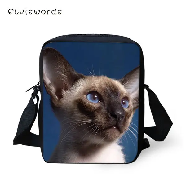 CDWX3096E ELVISWORDS модные женские сумки-мессенджеры с милым животным узором женские сумки через плечо сиамские сумки с принтом кота для путешествий мини-кошелек - Цвет: CDWX3096E