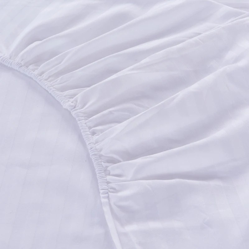 Белоснежный атлас полосы 4 Шт. пододеяльник + простыня наволочка 100% хлопок мягкий