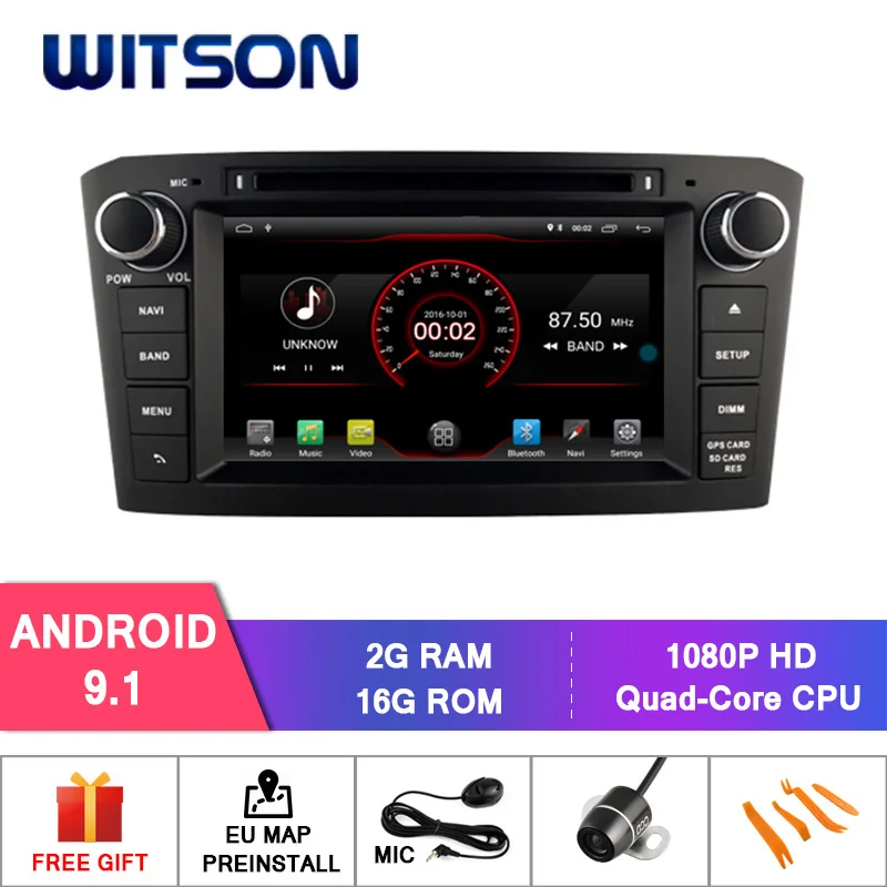 Германия запас! WITSON Android 9,0 ips экран автомобильный DVD для TOYOTA AVENSIS 2005-2007 4GB ram+ 64GB FLASH 8 Octa Core+ DVR/wifi+ DAB - Цвет: AC8227L 9.1 OS-Black