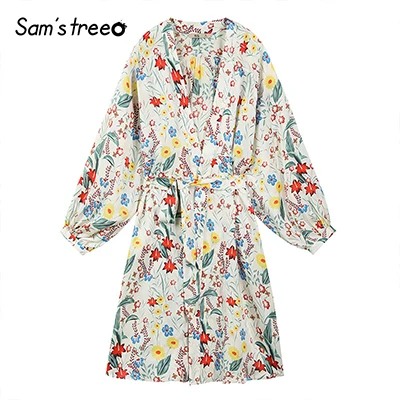 Floral Samstree женский цветочный кимоно кардиган с поясом на талии длинное летнее тонкое пальто размера плюс Boho плащ пляжная верхняя одежда пальто - Цвет: Floral