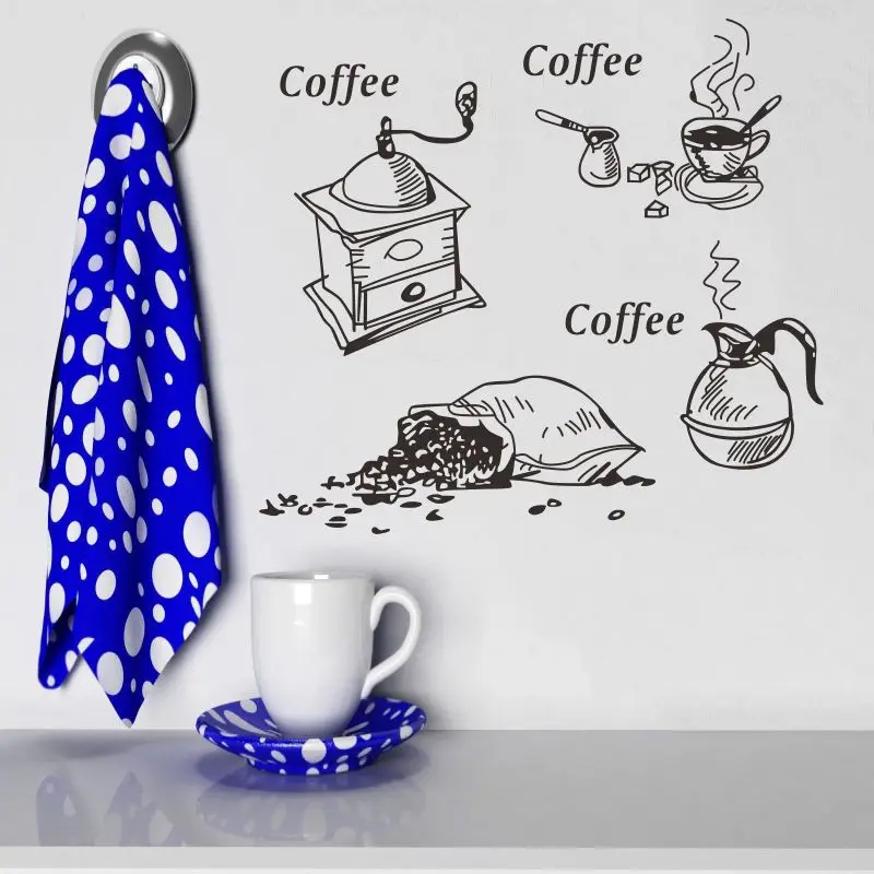 DCTAL tea coffee shop cafe ice cream machine bread cake kitchen wall art stickers home decoration mural | Дом и сад