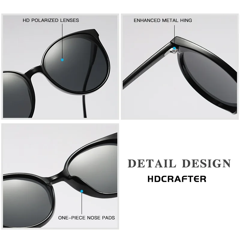 Увеличенные Круглые Солнцезащитные очки женские поляризованные элегантные