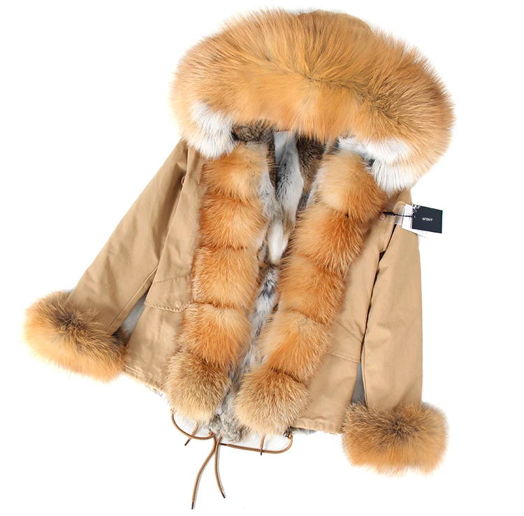 OFTBUY 2021 длинная парка цвета хаки зимняя куртка женская шуба из натурального меха