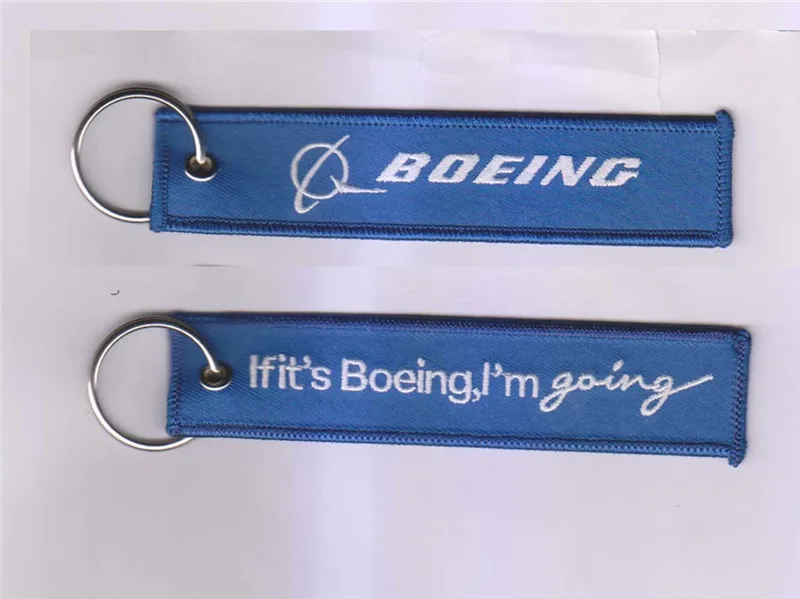 Это Боинг я собираюсь логотип брелок для ключей небесно голубой с вышивкой|car