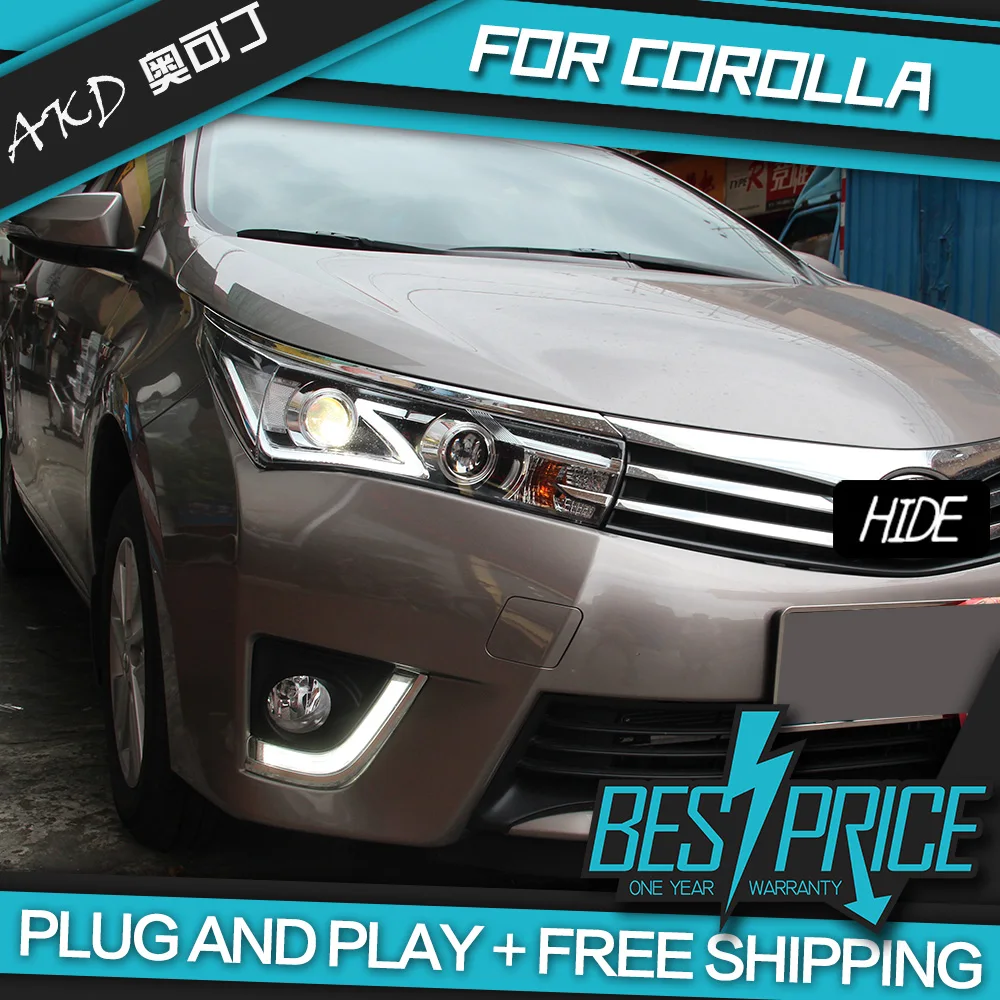 Автомобиль Стайлинг для Corolla фары- светодиодный светодиодные дневные ходовые огни на передних фарах динамический сигнал Hella 5 Биксеноновая объектив проектора Hid D2H