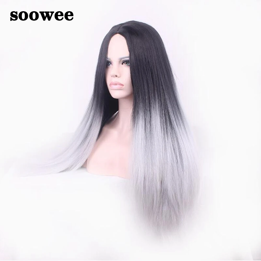 Soowee 70 см длинные прямые синтетические волосы с эффектом деграде (переход от