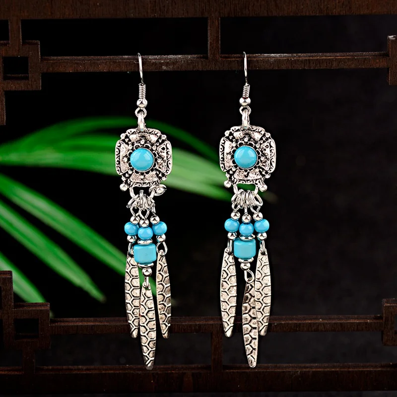 Женские винтажные серьги подвески Jhumka этнические Длинные бусы с кисточкой из