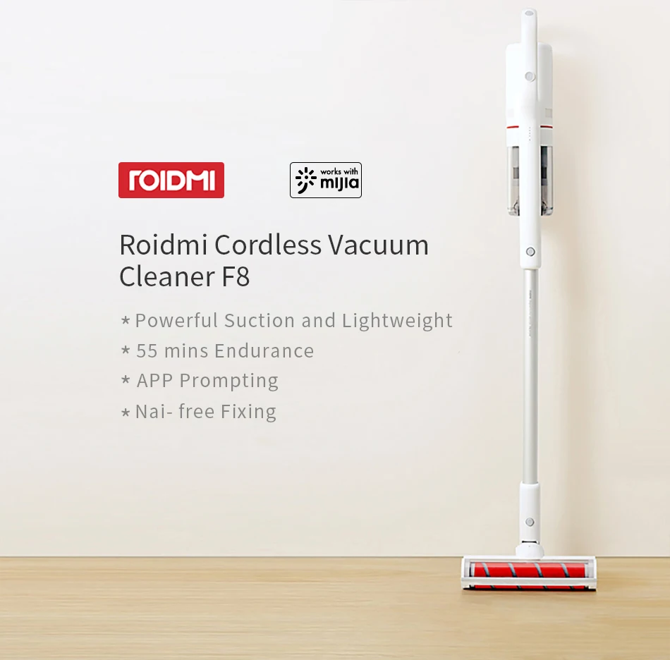 Xiaomi Roidmi F8 Ручной беспроводной пылесос для дома ковер автомобильный пылесборник Bluetooth светодиодный светильник многофункциональная щетка