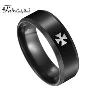 fairladyhood 8mm black color cross rings 100 316l stainless steel rings surgical steel engraved cross men rings gift jewelry