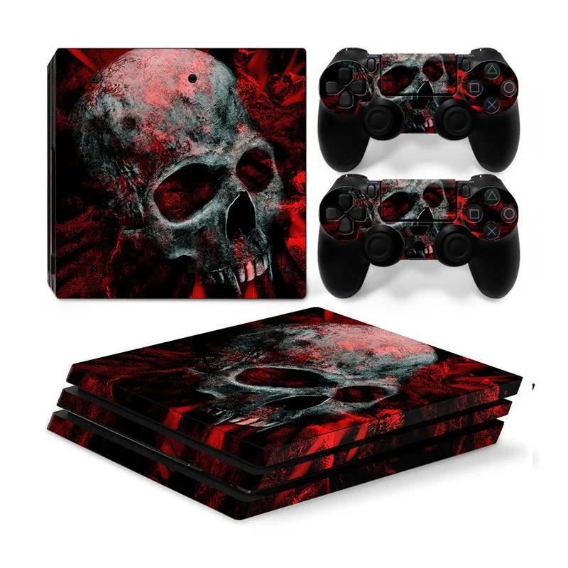 Виниловая наклейка в виде черепа для консоли PS4 Pro + на 2 контроллера игровых