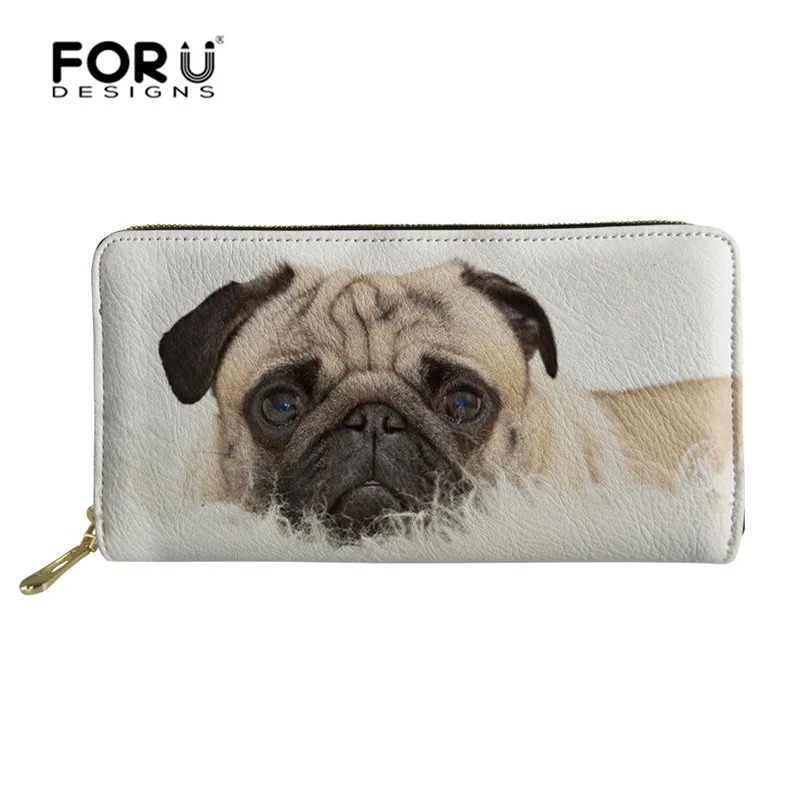 FORUDESIGNS/женские кожаные кошельки с Мопсом, большой объем, на молнии, для путешествий, Длинный кошелек, сумки для женщин, сумка для денег, клатч, сумка для мобильного телефона - Цвет: Z3167Z21