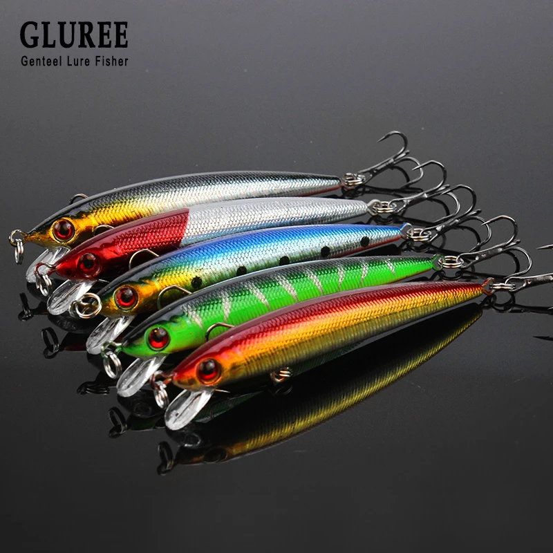 GLUREE 1 шт. Minnow приманки для ловли рыбы 9 см 6g приманка жесткая с тройным крючком