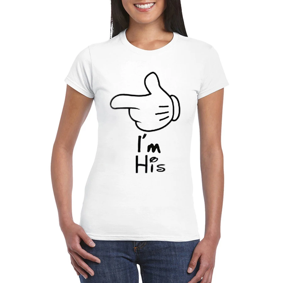 

I'M HIS Funny Letter Print Couple Tshirt Tee Cotton Casual Funny T Shirt for Lady Top Tee Hipster Tumblr Tee Shirt Women Summer