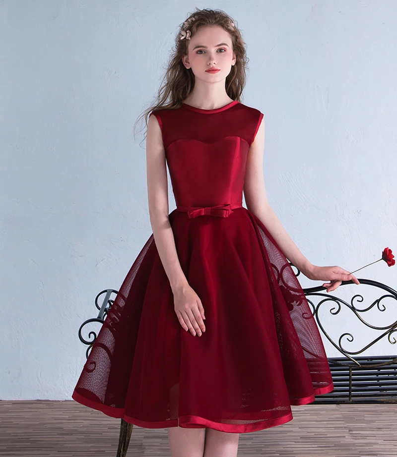 

knee length burgundy prom dresses 2017 short party dress vestidos de festa custom make free shipping