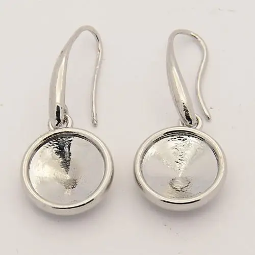 100 шт. лоток: 12 мм Платиновые латунные крючки с металлическими серьгами пустая