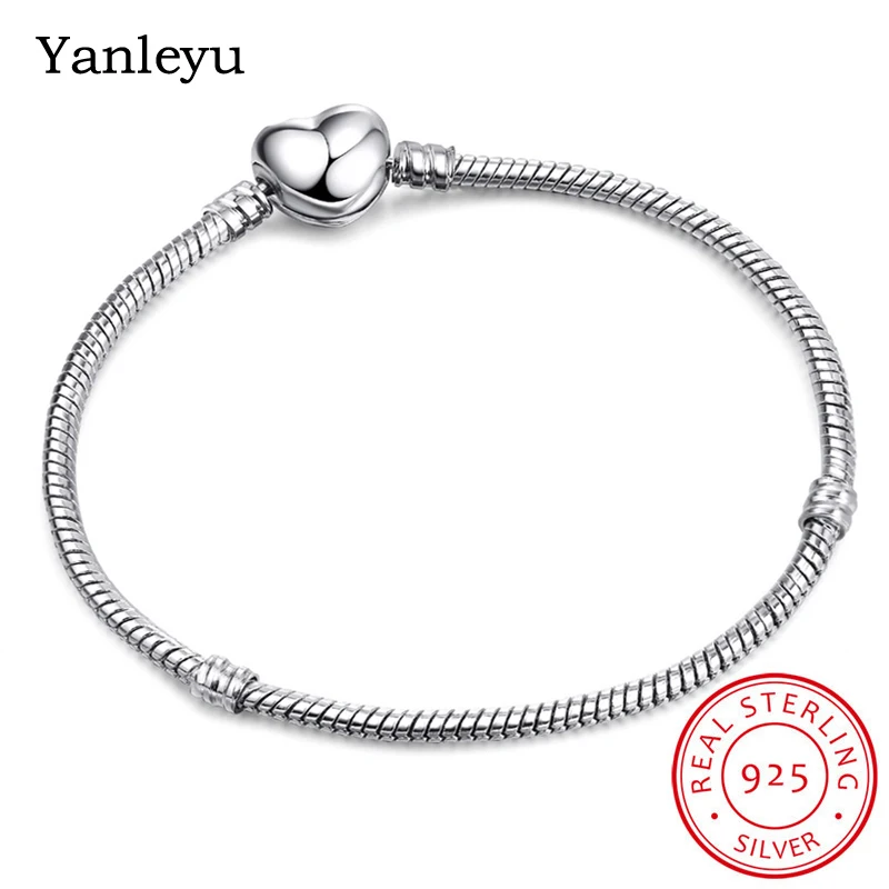 Yanleyu 100% Стерлинговое Серебро 925 пробы змея цепочка браслет для женщин застежка в