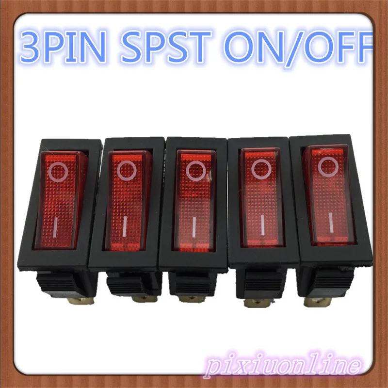 Высокое качество G132Y 3PIN SPST вкл/выкл 5 шт. красный светодиодный переключатель LightBoat