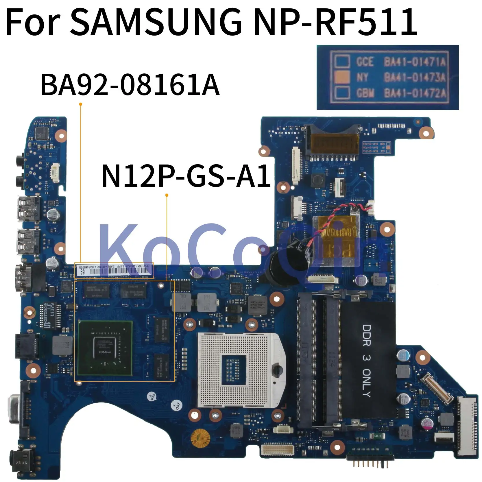 KoCoQin материнская плата для ноутбука SAMSUNG NP-RF511 RF411 GT540M 1GB системная BA41-01473A BA92-08161A