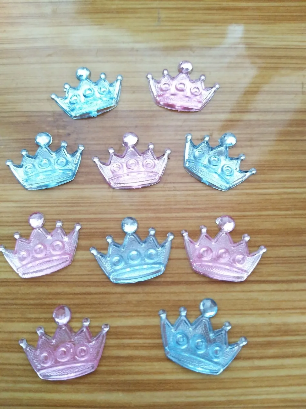 1000 шт./лот розовые/синие/прозрачные акриловые стразы в форме короны для Baby Shower