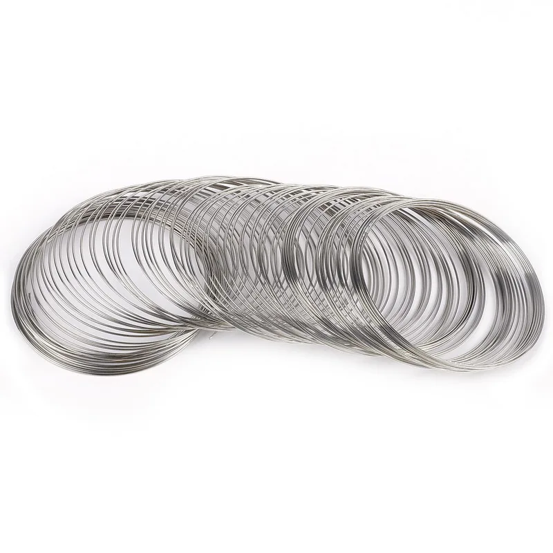 Rhodium 100 петель толщиной 0,6 мм с памятью, стальная проволока для рукоделия, ювелирных изделий, браслетов, креативных изделий ручной работы - Цвет: Rhodium