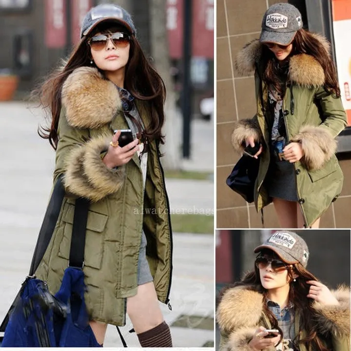 2014 New Arrivla Casual Winter Women's Thicken Hooded Removable Fur Collar Fashion Warm Down Jacket Coat Overcoat F 18 | Женская