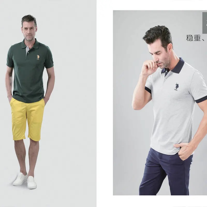 Элитный бренд U.S POLO Assn Для мужчин топы хлопок вышивка короткий рукав