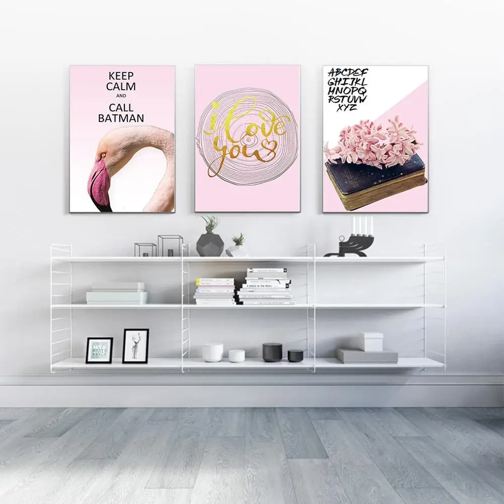 Элегантный акварельный постер на холсте с фламинго и принтом Настенная картина