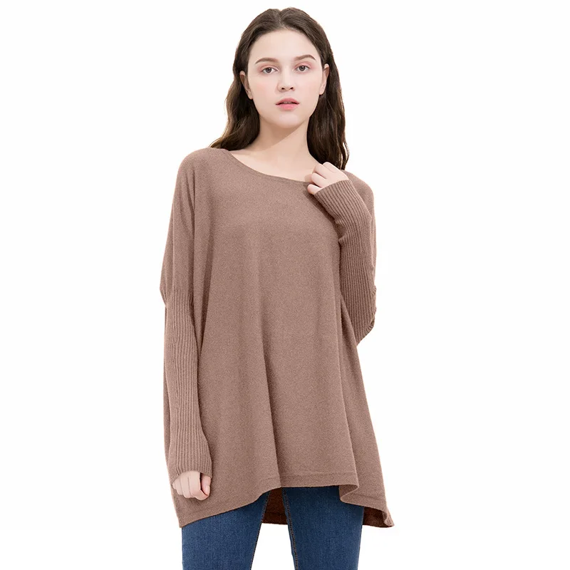 Новый стиль свитера Мода 2018 женский свободный вязаный пуловер средней длины
