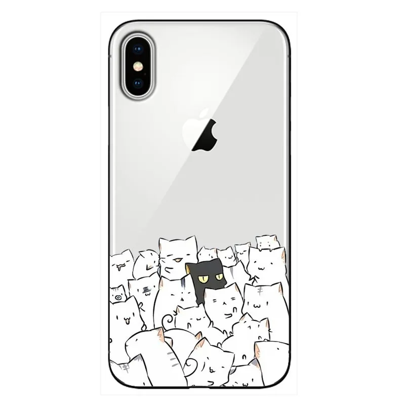 Чехол для телефона с милыми кошками мягкий чехол Caticorn Apple iPhone X XS Max XR 7 7Plus 8 6 6S 6Plus 11