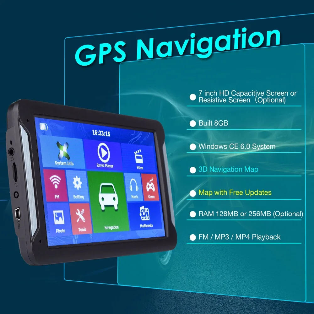 Oriana 7 дюймов HD Автомобильный GPS навигатор FM 8G 256MB или 128MB Последняя Европа карта