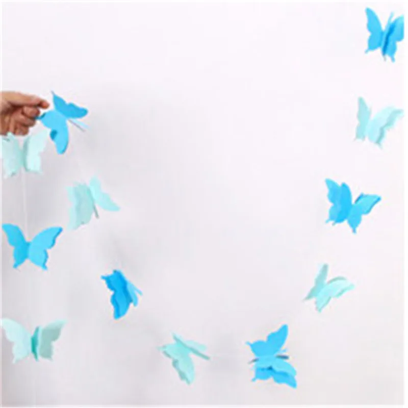 Синие Бабочки 2 8 метра/Одна цветная лента свадебные украшения на день рождения