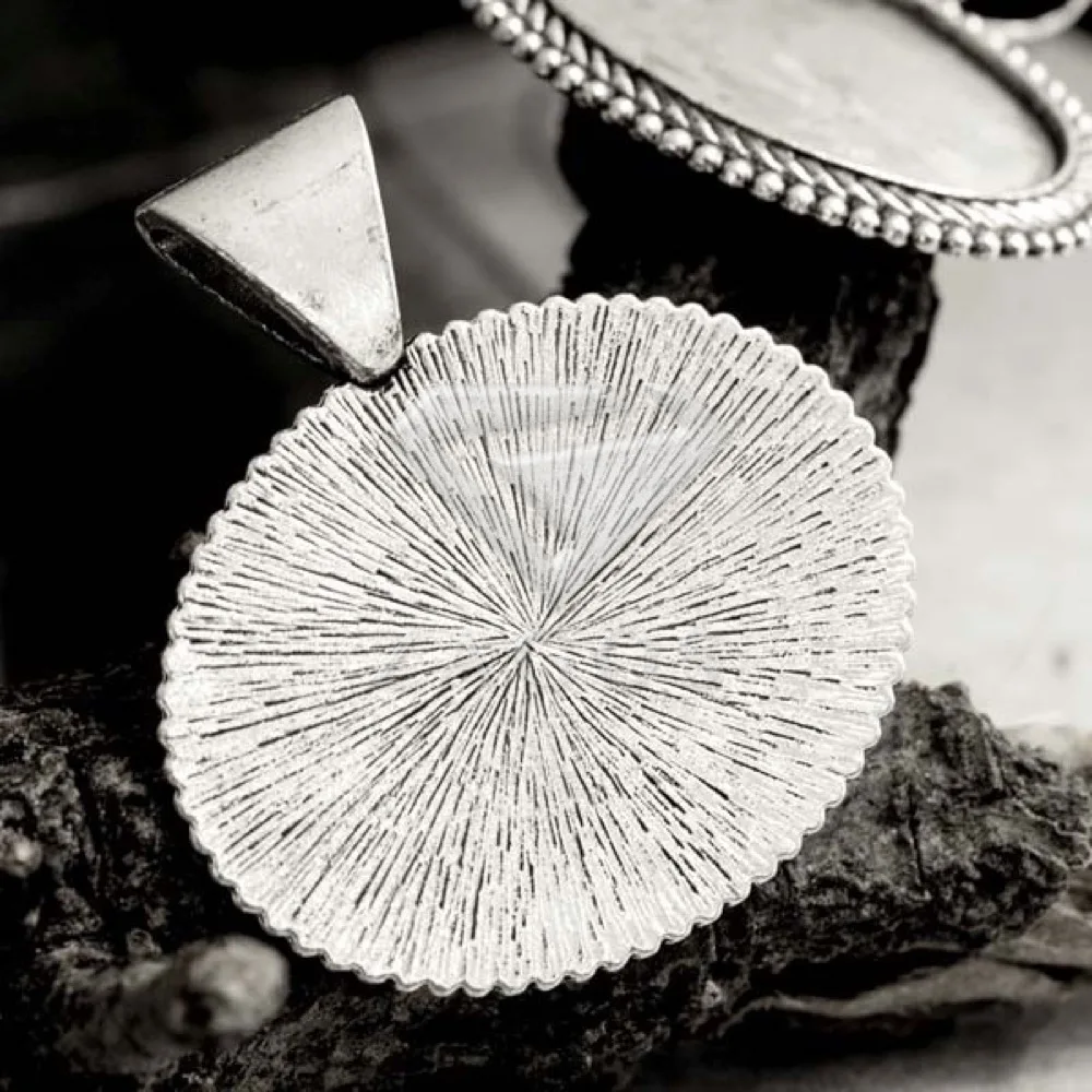 2 шт. Античное Серебряное Тибетское Украшение плоской овальной формы размером 48x52x2.5 мм из цинкового сплава для колье TS4219.