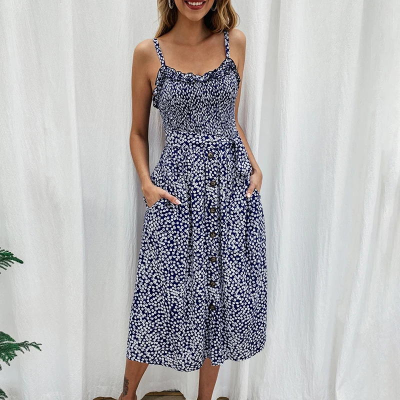 Летнее Длинное Платье с принтом женское 2019 богемное элегантное Хлопковое платье