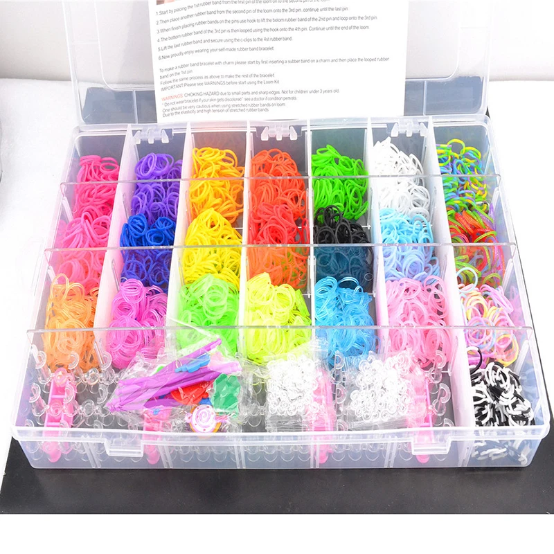 

4400pcs Rubber Bands Loom DIY Weaving Box elastic bands for weaving bracelets Braid set Handicraft Bracelet Kit Kids Toy