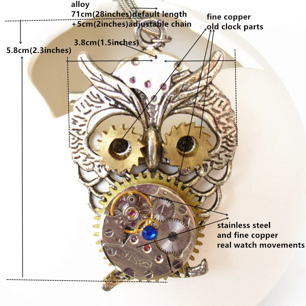 Женские часы в стиле стимпанк готика панк рок Сова медная Экипировка милое