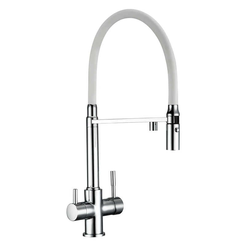 White Pipe Type Кухонный кран для чистой воды с распылителем, смеситель для раковины из твердой латуни с поворотом на 360 градусов, 3 варианта фильтра для воды, краны - Цвет: White Pipe Type