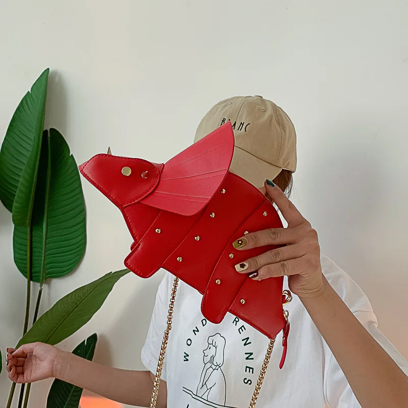 Женская сумка мессенджер из искусственной кожи с заклепками и динозавром|Сумки