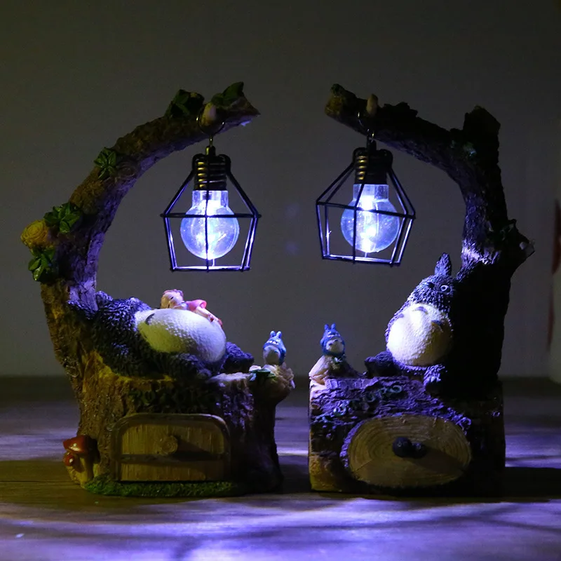 Creative Fashion Totoro LED Night Light Table Lamps Totoro Resin Ornaments Craft Girls Romantic Kid Toy Birthday Gift Decoration
