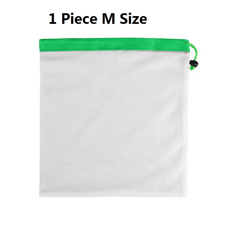 1 Piece M Size 15 шт./лот многоразовые сетчатые сумки производят сумки моющиеся Экологичные легкие сумки для мелочей фрукты овощи игрушки сумка для хранения - Color: 1 Piece M Size