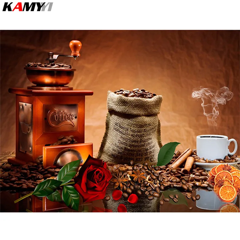 

Coffee Diamond Mosaic Landscape Picture of Rhinestone Diamond Embroidery Needlework Handmade Gift XY1