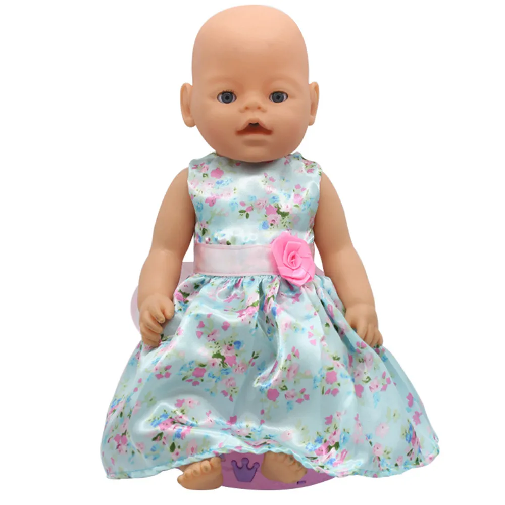 

Luckdoll Style Print Dress with Bow Belt for 43-Inch American Doll, Best Holiday Gift for Children
