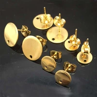 50pcslot gold tone stainless steel earrings connector findings diy earring post with ring for accessories